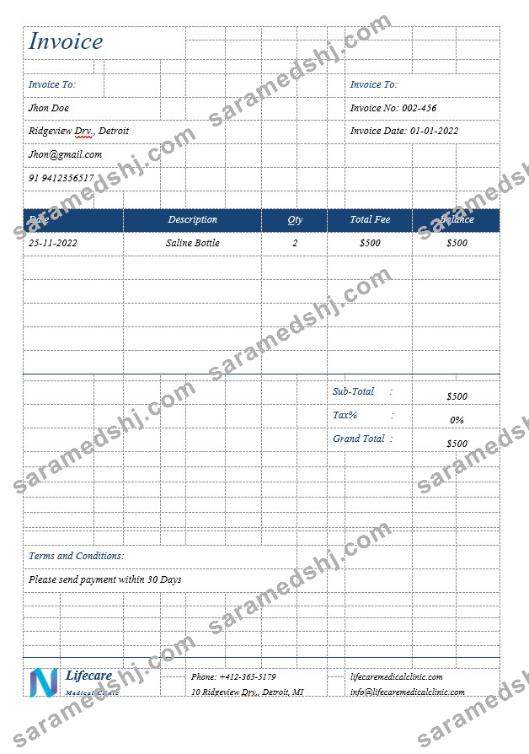 Simple Clinic Invoice Template